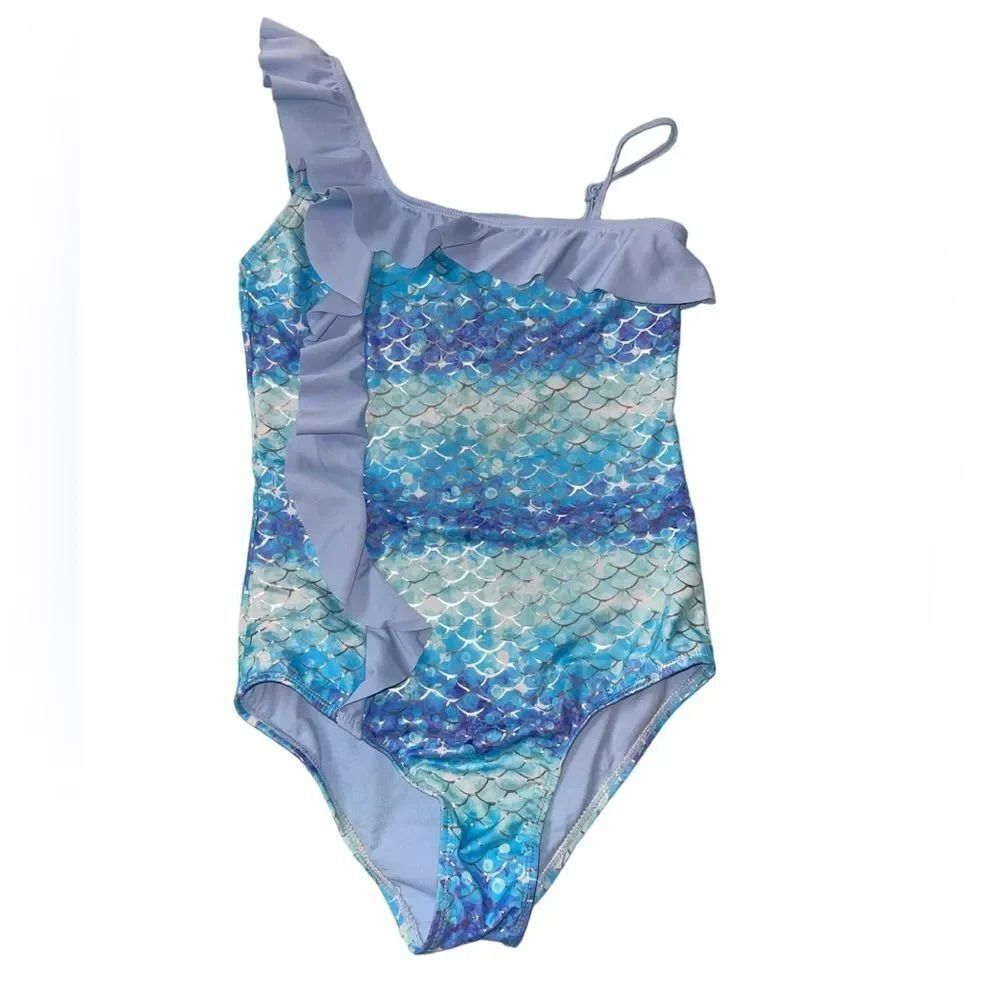 🔥 5 for $30 🔥 Justice Girls Mermaid Scale One-Shoulder Swimsuit | Size 12